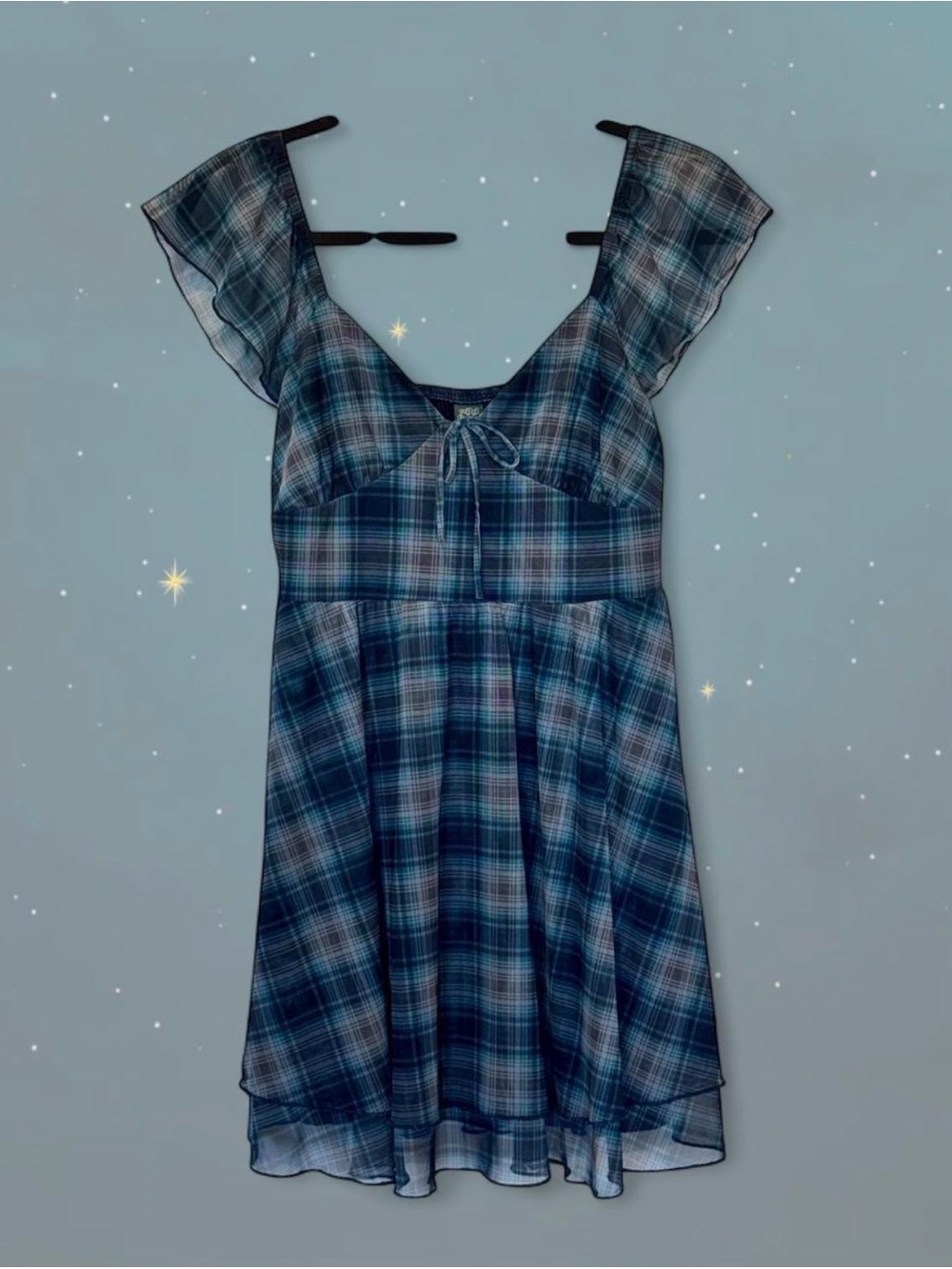 WILD FABLE Minidress Babydoll Plaid Blue size XS Academia Whimsigoth